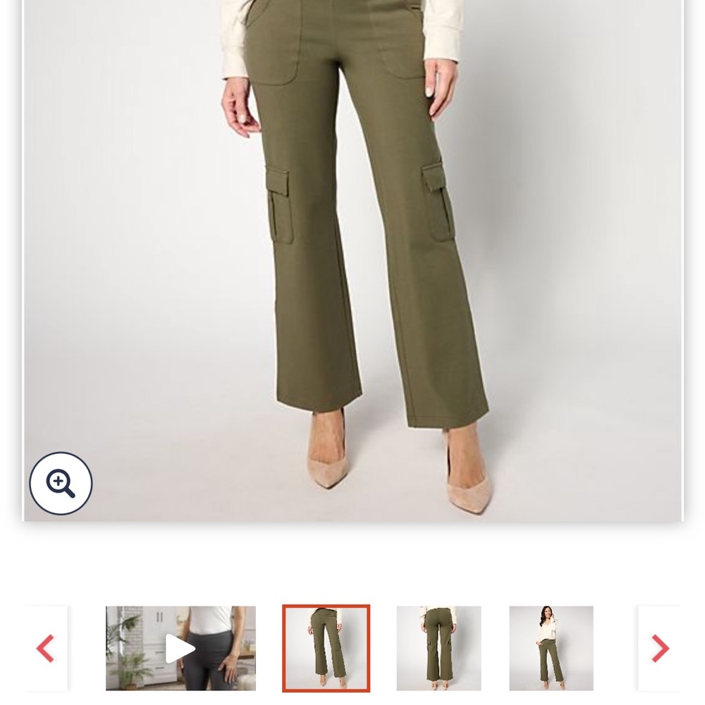 Women with Control Olive Cargo Flare Pants